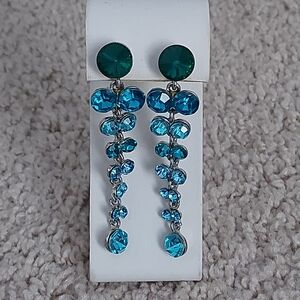 Blue Crystal Drop Post Earrings